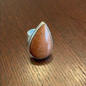 Sunshine gemstone 925 silver ring, size 8